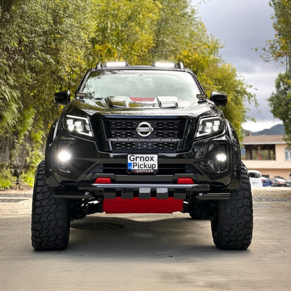 1️⃣ GRNOX Tailgate Cover with LED Brake Light for Nissan Navara 2016+ – Matte Black Rear Upgrade
